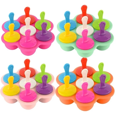 Food Grade Silicone Ice Mold 7 Hole Popsicle DIY Ice Cream Box Silicone Popsicle Mold