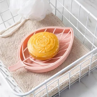 Modern Bathroom Soap Holder with Double Layer Flower Design and Non Slip Silicone Tray