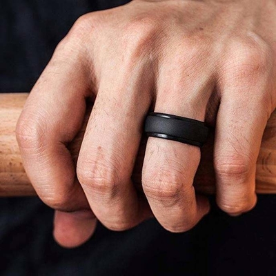 Silicone Wedding Ring for Men Step Edge Sleek Design 4 Packs Singles Moulding Service