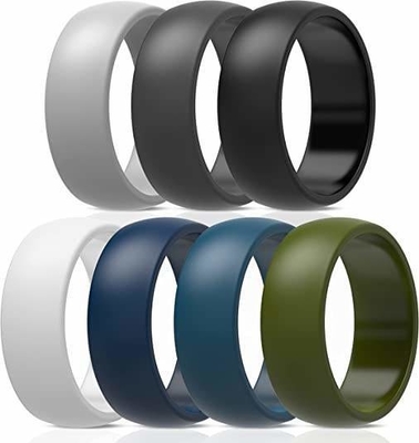 Moulding Silicone Wedding Ring for Men 8.7mm Wide Rubber Wedding Band 2.5mm Thick