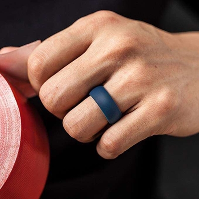 Moulding Silicone Wedding Ring for Men 8.7mm Wide Rubber Wedding Band 2.5mm Thick