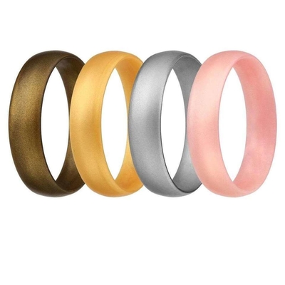 Flexible Finger Ring Metallic Silicone Wedding Rings with Moulding Processing Service