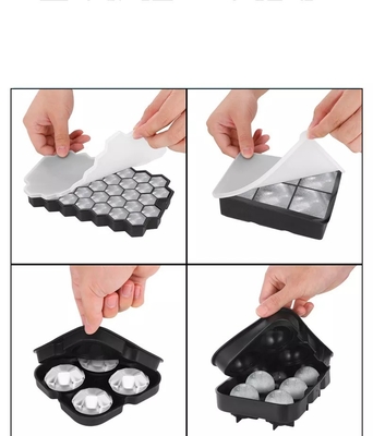 6-hole Round Ice Ball Mold with Honeycomb Square Ice Tray and Diamond Ice Cube Tray