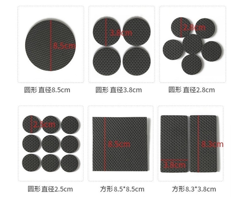 Custom Size Furniture Accessories EVA Rubber Sofa Table Legs Pads with Self Adhesive