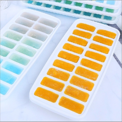 18 Cavity Eco-Friendly Silicone Ice Cube Tray Mold with Removable Lid Durable Material