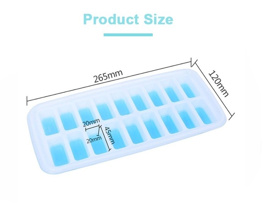 18 Cavity Eco-Friendly Silicone Ice Cube Tray Mold with Removable Lid Durable Material