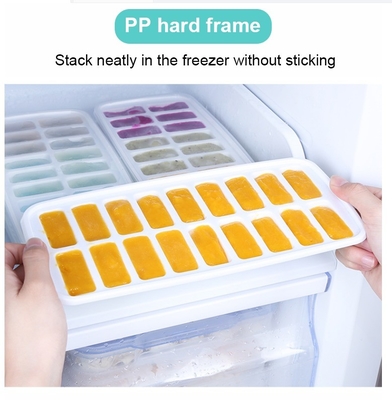18 Cavity Eco-Friendly Silicone Ice Cube Tray Mold with Removable Lid Durable Material