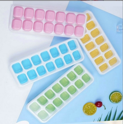 Stocked 14 Cavity Ice Cube Maker Molds with Lids and Bpa Free PP Plastic