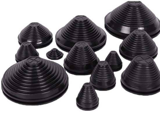 Silicone EPDM NR NBR Black Tapered Rubber Grommets Customized Moulding for Cable Wiring