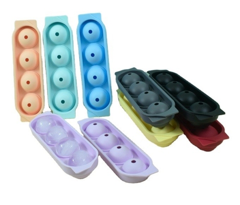 Silicone Ice Cream Tools 4 Cavity Portable Crystal Clear Ice Ball Maker for Whiskey