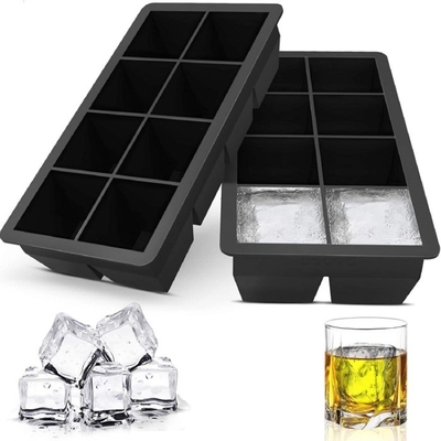 Stocked 4 6 8 Cavity Silicone Ice Tray Mold with Lid Large Square Shape Ice Cube Maker