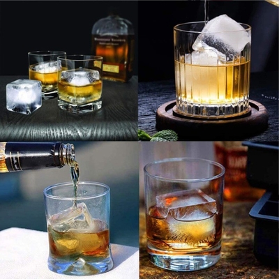 Stocked 4 6 8 Cavity Silicone Ice Tray Mold with Lid Large Square Shape Ice Cube Maker