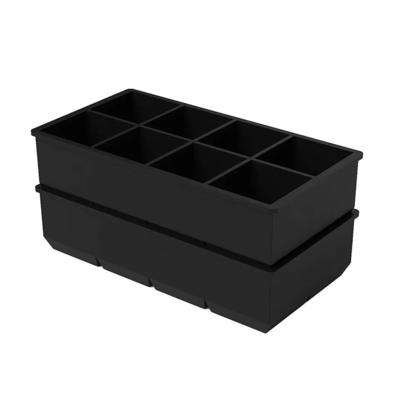 Stocked 4 6 8 Cavity Silicone Ice Tray Mold with Lid Large Square Shape Ice Cube Maker