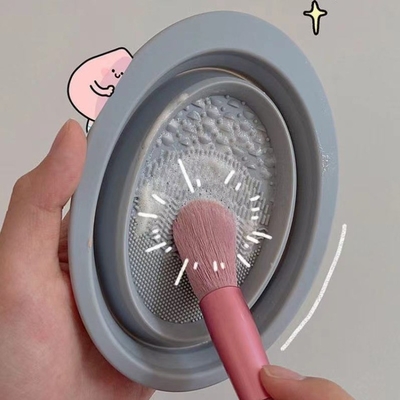 Sustainable Style Foam Folding Cleaning Pad Silicone Makeup Brush Cleaner Wash Bowl