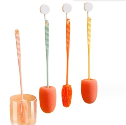 Stocked TPR PP Silicone Bottle Cleaning Brush for Washing Baby Bottles Long Handle