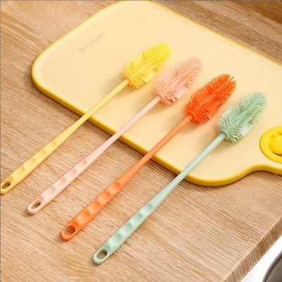 Stocked TPR PP Silicone Bottle Cleaning Brush for Washing Baby Bottles Long Handle