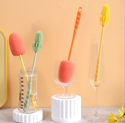 Stocked TPR PP Silicone Bottle Cleaning Brush for Washing Baby Bottles Long Handle