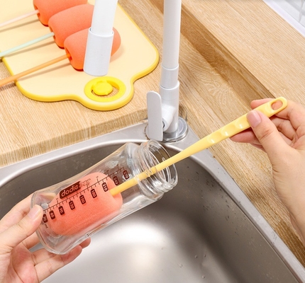 Stocked TPR PP Silicone Bottle Cleaning Brush for Washing Baby Bottles Long Handle