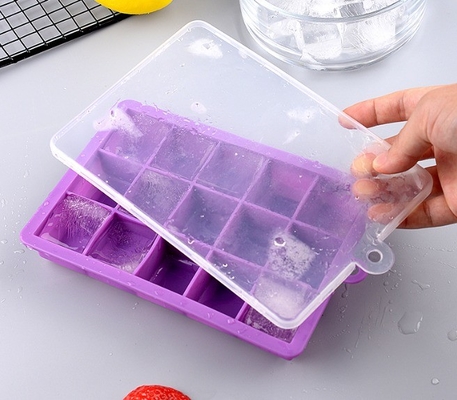 Ice Cream Makers Easy Release 15 Cavity 24 Cavity Silicone Ice Cube Trays with Lids