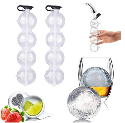 DIY Silicone Ice Maker Whiskey Ice Hockey Four Hole Mold Round Plastic Ice Ball Mould