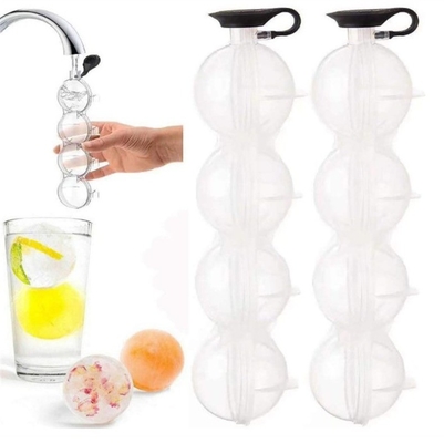 DIY Silicone Ice Maker Whiskey Ice Hockey Four Hole Mold Round Plastic Ice Ball Mould