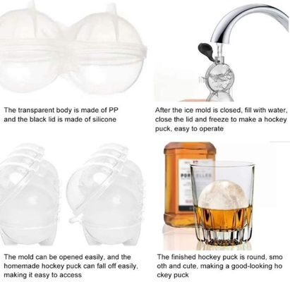 DIY Silicone Ice Maker Whiskey Ice Hockey Four Hole Mold Round Plastic Ice Ball Mould