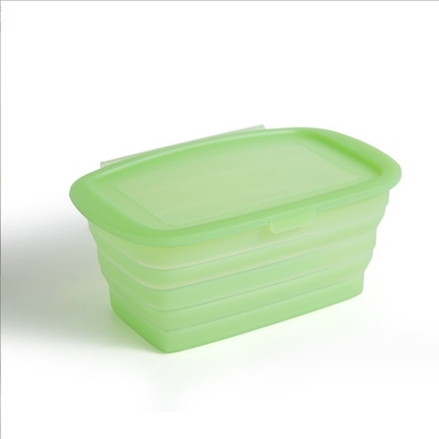 Convenient 188*115*80MM Silicone Foldable Bento Box for Lunch Vegetable and Fruit Storage