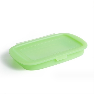 Convenient 188*115*80MM Silicone Foldable Bento Box for Lunch Vegetable and Fruit Storage