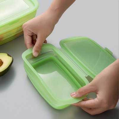 Convenient 188*115*80MM Silicone Foldable Bento Box for Lunch Vegetable and Fruit Storage