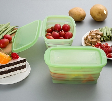 Convenient 188*115*80MM Silicone Foldable Bento Box for Lunch Vegetable and Fruit Storage
