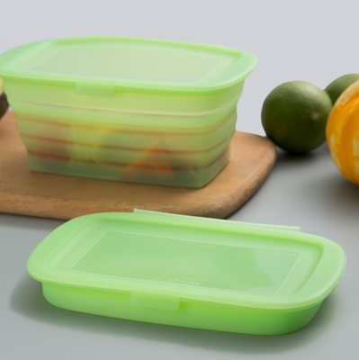 Convenient 188*115*80MM Silicone Foldable Bento Box for Lunch Vegetable and Fruit Storage
