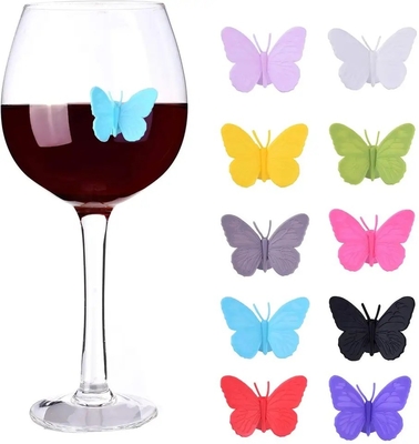 Stocked Silicone Cute Butterfly Design Wine Glass Bottle Mug Cup Identification Tags