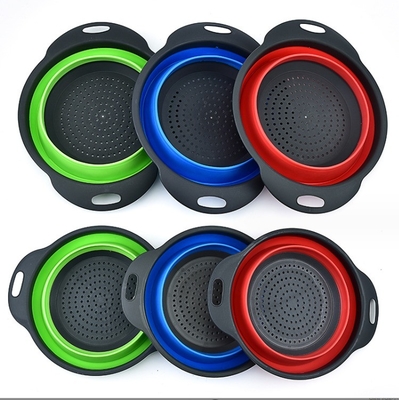 Stocked Kitchen Colander Strainer Collapsible Vegetable Washing Silicone Drain Basket