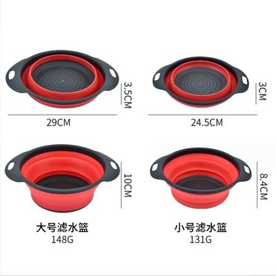 Stocked Kitchen Colander Strainer Collapsible Vegetable Washing Silicone Drain Basket