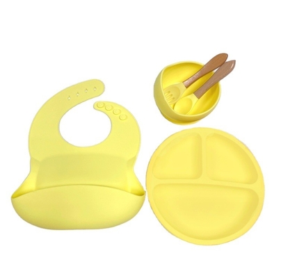 Non-Slip Food Grade Silicone Baby Plate Bowl Set for Children Suction Feeding Design