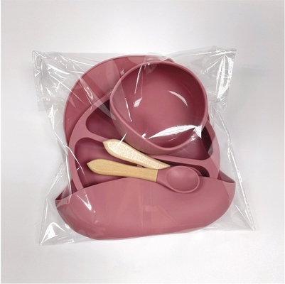 Non-Slip Food Grade Silicone Baby Plate Bowl Set for Children Suction Feeding Design
