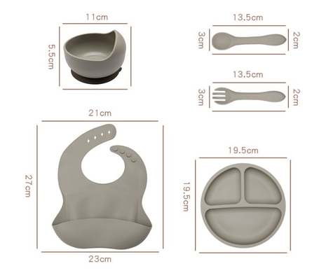 Food Grade Silicone Baby Plate Set Top Seller Newborn Gift Set with None Design Style