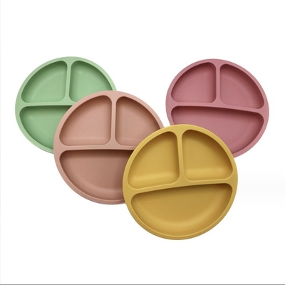 Silicone Feeding Set 3 Areas Food Grade Material Baby Bowl Plate with Suction Divided