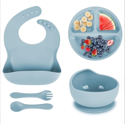 Food Grade Silicone Bowl and Spoon Set for Baby Feeding No Design Style Easy to Clean
