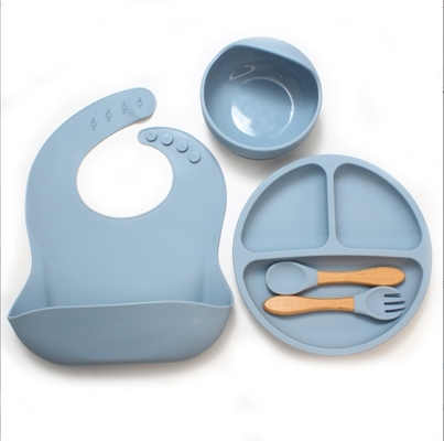 Food Grade Silicone Bowl and Spoon Set for Baby Feeding No Design Style Easy to Clean