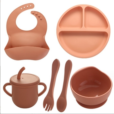 Silicone Feeding Set Food Grade Baby Silicone Tableware Set for Toddler Children Dining