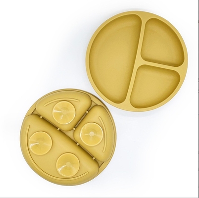BPA Free Silicone Non-Slip Baby Dinner Plate with Suction Cup and Food Grade Material