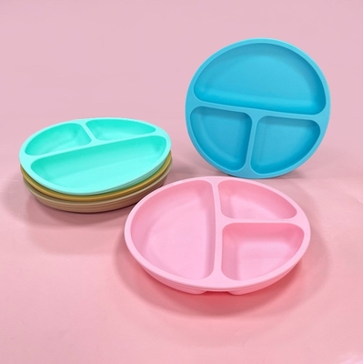 BPA Free Silicone Non-Slip Baby Dinner Plate with Suction Cup and Food Grade Material