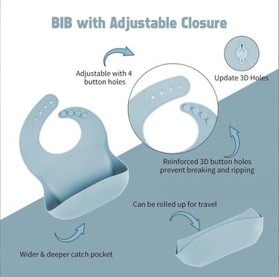 None Design Style Silicone Tableware for Baby 5pcs BPA Free Feeding Set Spoon Bowl