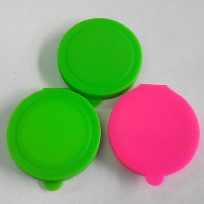 Modern Round Silicone Glass Cosmetic Double Side Fold Portable Makeup Pocket Mirror