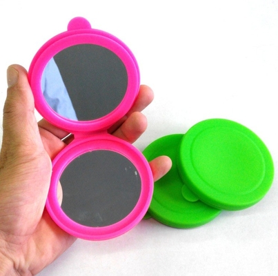 Custom Logo Double Side Silicone Glass Pocket Mirror for Modern Style Makeup Gift