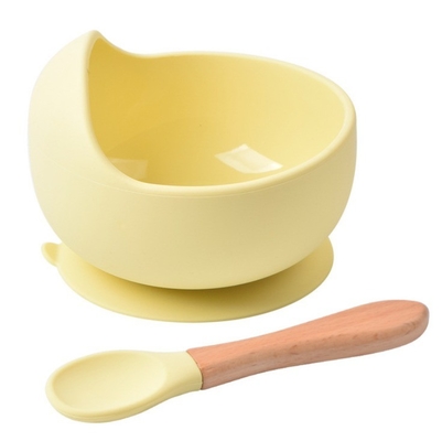 Non-Spill Waterproof Silicone Baby Feeding Bowl with Food Grade Spoon and Spoon Set