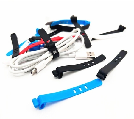 Colorful Silicone Strap Cable Holder Organizer for Moulding Food Grade USB Cables