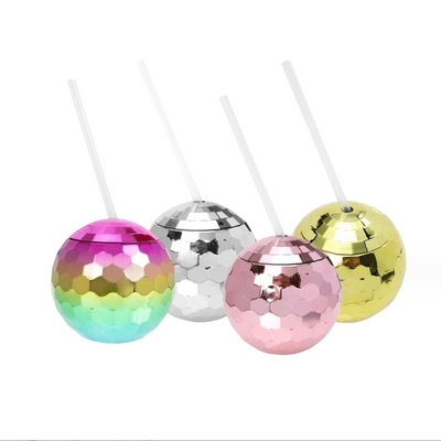 600ml Unique Disco Ball Cups Electroplated Flash Spherical Double Wall Plastic Cups