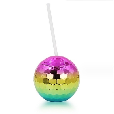 600ml Unique Disco Ball Cups Electroplated Flash Spherical Double Wall Plastic Cups